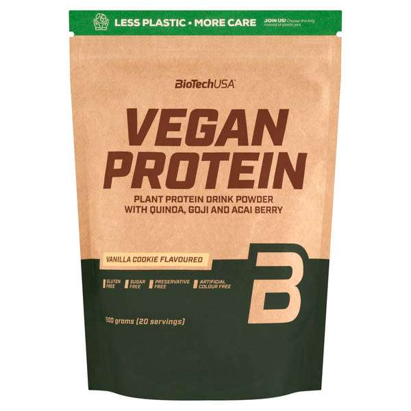 BioTechUSA Vegan Protein vaníliás sütemény italpor - 500 g