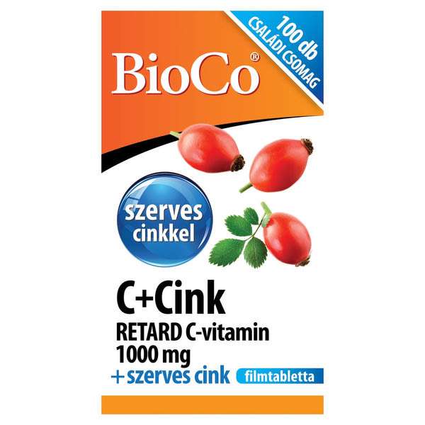 BioCo C+Cink RETARD C-vitamin 1000 mg + szerves cink étrend-kiegészítő filmtabletta - 100 db