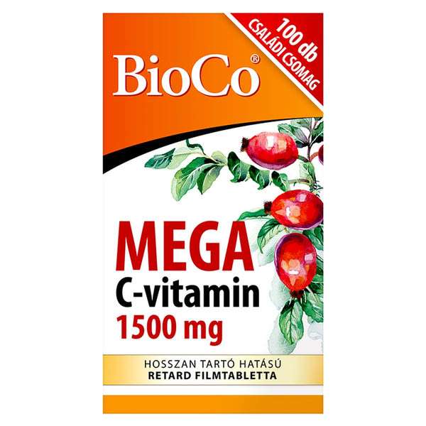 BioCo MEGA C-vitamin 1500 mg Retard étrend-kiegészítő filmtabletta - 100 db