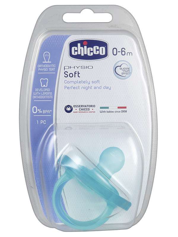 Chicco Kék Színben Szilikon Altatócumi 0-6 Hónapos Korig - 1 db