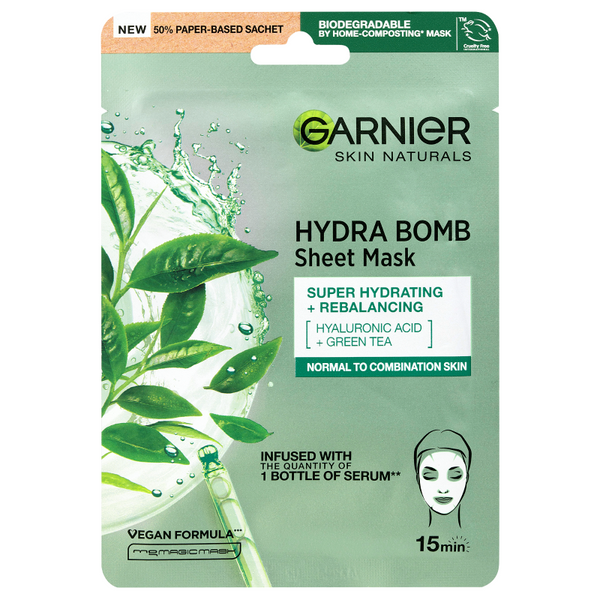 Garnier Skin Naturals Hidratálás + Frissesség szuper hidratáló és tisztító textilmaszk - 28 g