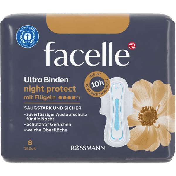 Facelle Ultra Protect éjszakai egészségügyi betét - 8 db