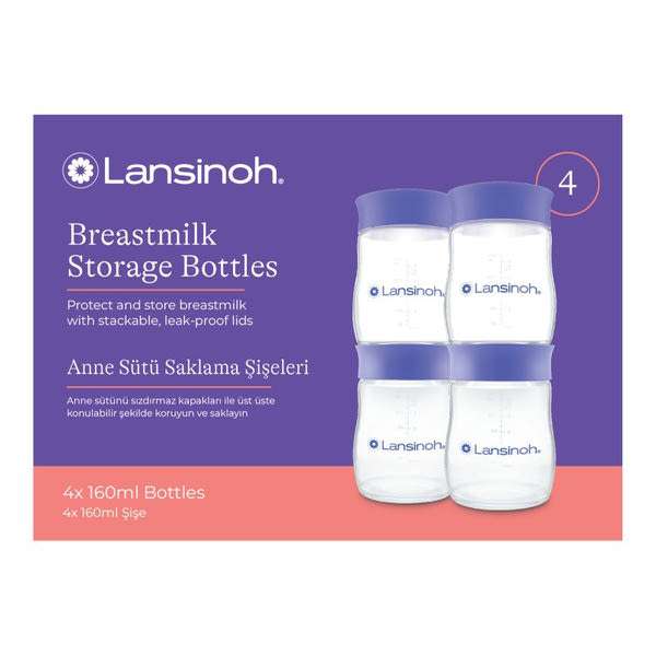 Lansinoh anyatejtároló palack fedéllel 160 ml - 4 db