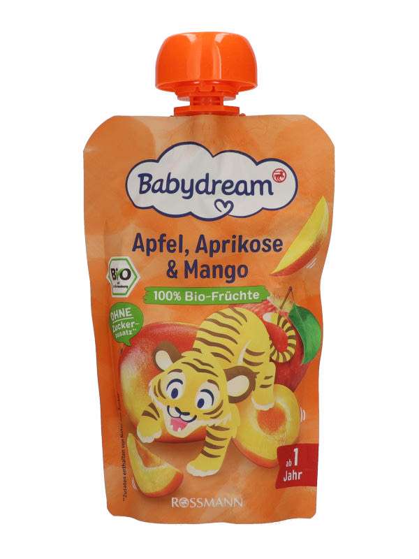 Babydream gyümölcspüré alma-sárgabarack-mangó 1 éves kortól - 100 g