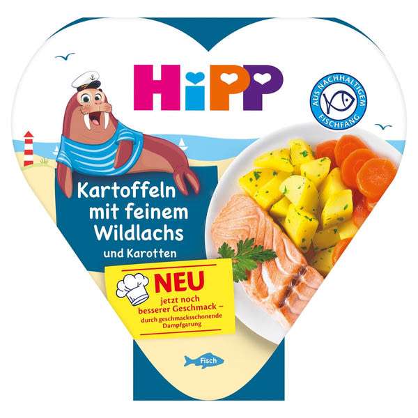 HiPP burgonya sárgarépával és vadlazaccal menü gyermekeknek 1 éves kortól - 250 g