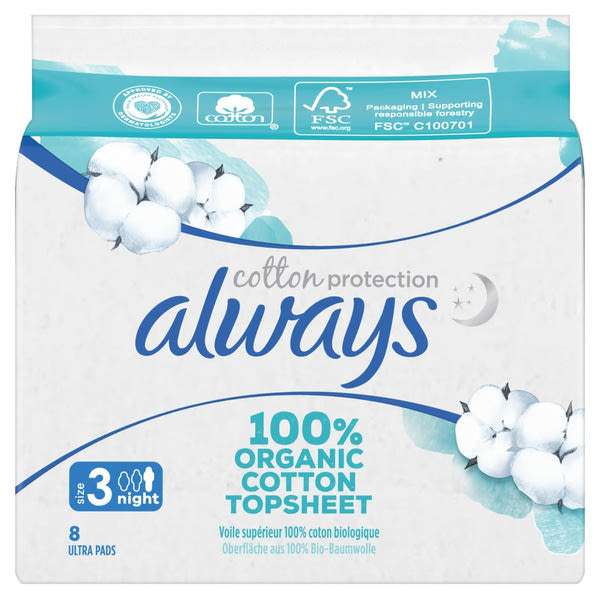 Always Cotton Protection Night egészségügyi betét - 8 db