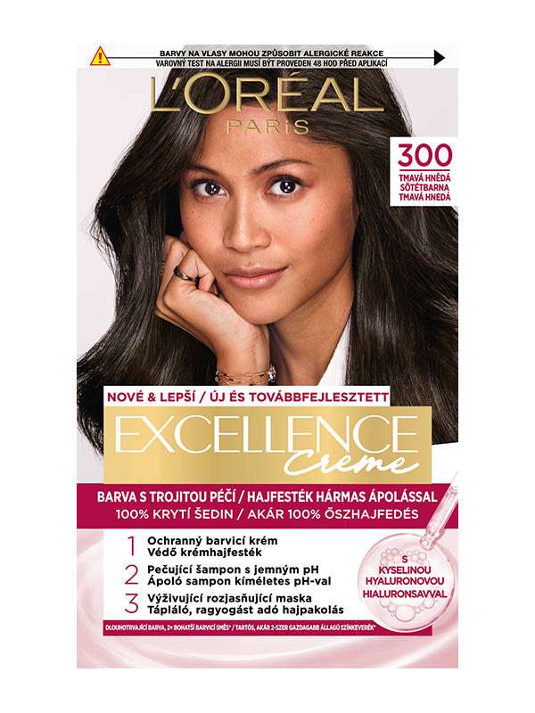 L'Oréal Paris Excellence krémes, tartós hajfesték 3 sötétbarna - 1 db