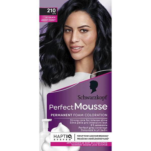 Schwarzkopf Perfect Mousse hab állagú hajfesték 210 jeges fekete - 1 db