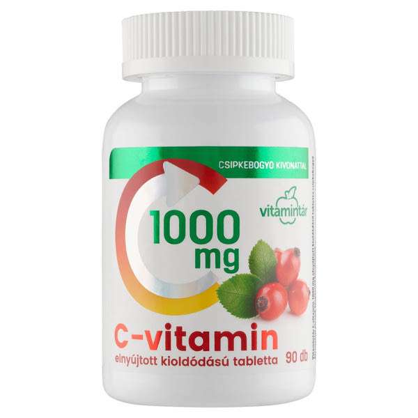 Vitamintár C-vitamin 1000 mg csipkebogyó kivonattal elnyújtott kioldódású tabletta - 90 db