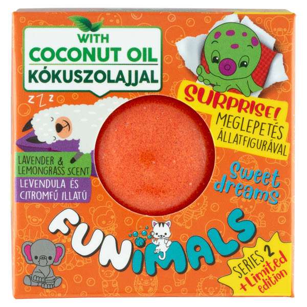 Funimals fürdőgolyó meglepetéssel, levendula-narancs - 100 g