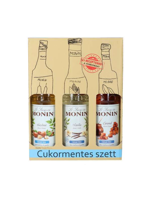 Monin cukormentes szett díszdobozban, többféle ízben 3x250 ml  - 750 ml