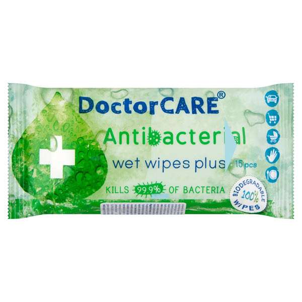 Doctor Care ntibakteriális nedves törlőkendő, aloe vera kivonattal (5x15 db) - 75 db