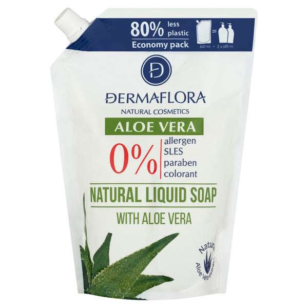 Dermaflora 0% folyékony szappan utántöltő aloe verával - 800 ml