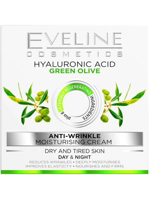 Eveline Hialuron+Zöld oliva ránctalanító nappali és éjszakai arckrém - 50 ml