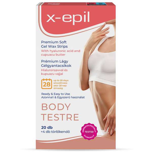 X-Epil hidratáló gélgyantacsíkok hialuronnal testre - 20 db