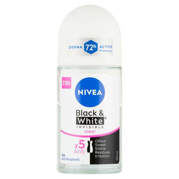 NIVEA Izzadásgátló golyós dezodor Black & White Invisible Clear - 50 ml