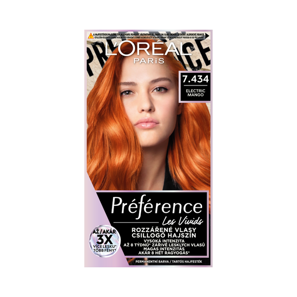 L'Oréal Paris Préférence Vivid Colors tartós hajfesték /7.434 shibuya, electric mango - 1 db