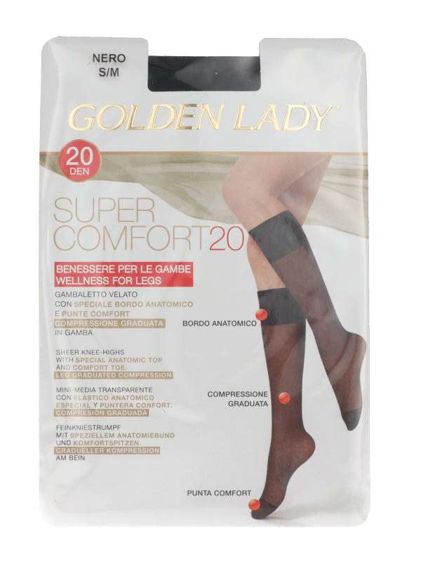 Golden Lady Super Comfort térdfix 20 Den fekete S/M - 1 db