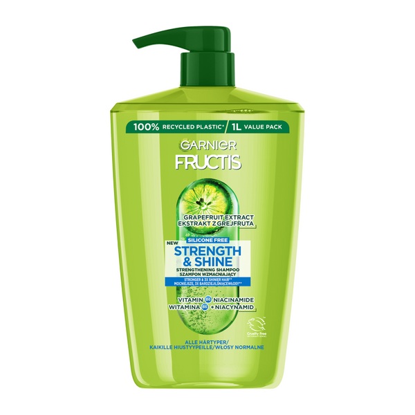 Garnier Fructis Strength & Shine hajerősítő sampon mindenféle gyenge és fakó hajra - 1000 ml