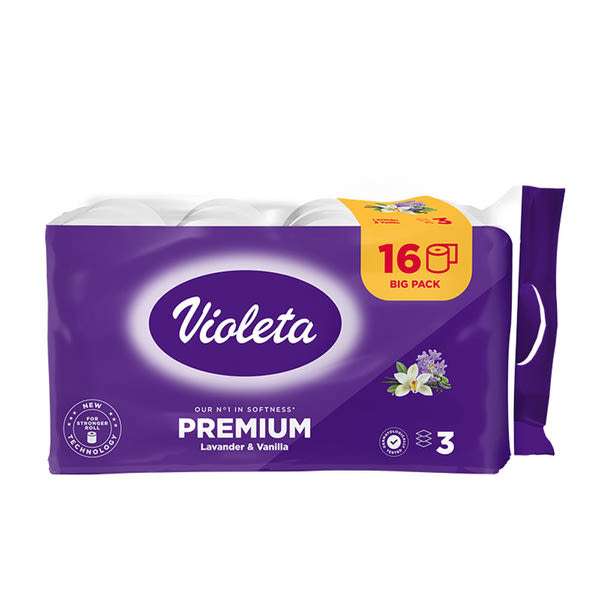 Violeta Prémium toalettpapír, levendula-vanília illatú 3 rétegű - 16 db