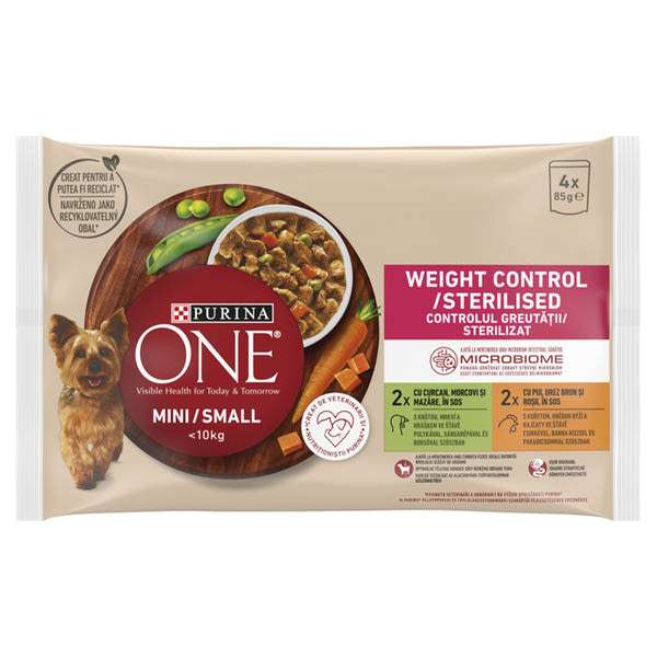 Purina One Mini Weight Control/Steril nedves kutyaeledel pulykával és csirkével 4x85g - 340 g