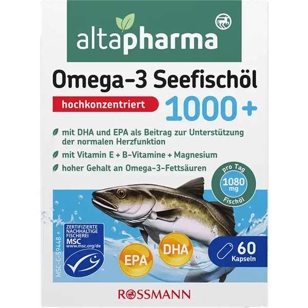 Altapharma Omega-3 érend-kiegészítő kapszula B-vitaminokkal, folsavval, magnéziummal és E-vitaminnal - 60 db
