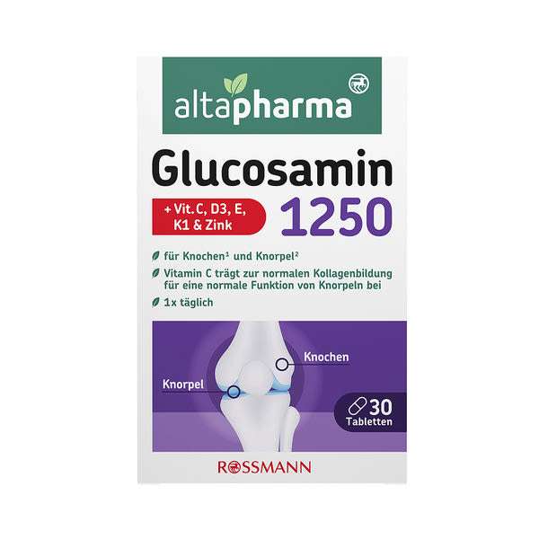 Altapharma étrend-kiegészítő tabletta glükózamin-szulfáttal, cinkkel és vitaminokkal - 30 db