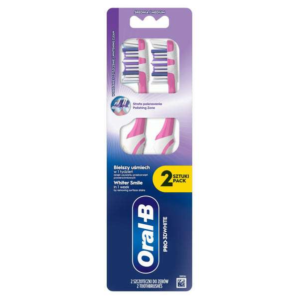 Oral-B PRO-3D White Medium fogkefe - 2 db