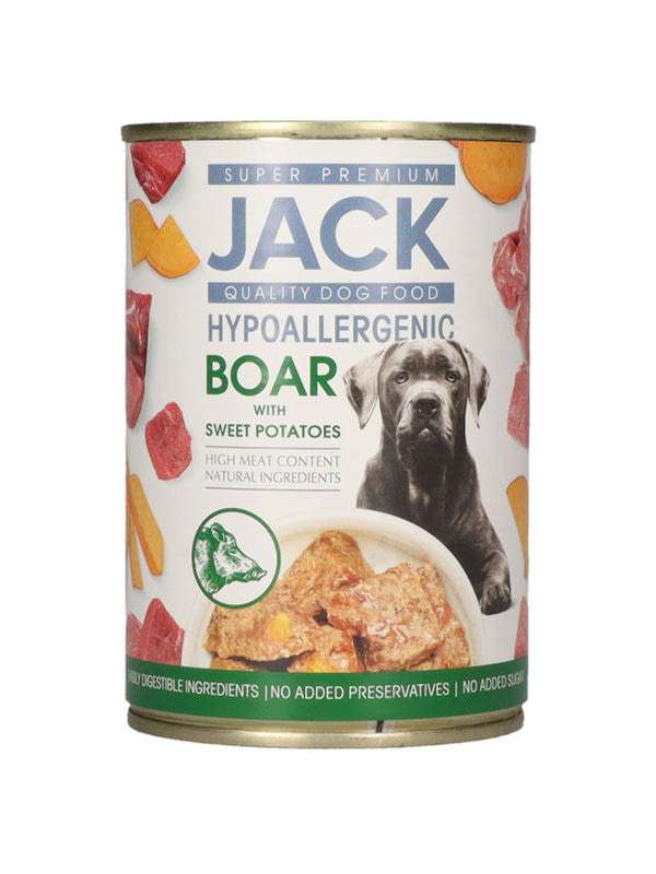 Jack hipoallergén állateledel kutyáknak vaddisznóhússal és édesburgonyával - 400 g