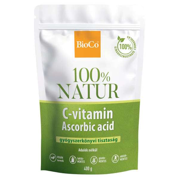 BioCo 100% NATUR C-vitamin Ascorbic acid étrend-kiegészítő por - 400 g