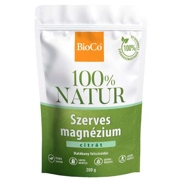 BioCo 100% NATUR Szerves magnézium-citrát étrend-kiegészítő por - 200 g