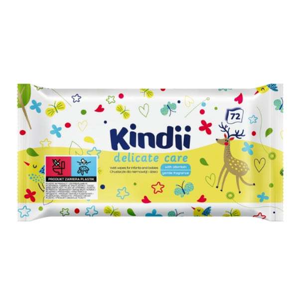 Kindii Delicate Care nedves törlőkendő - 72 db