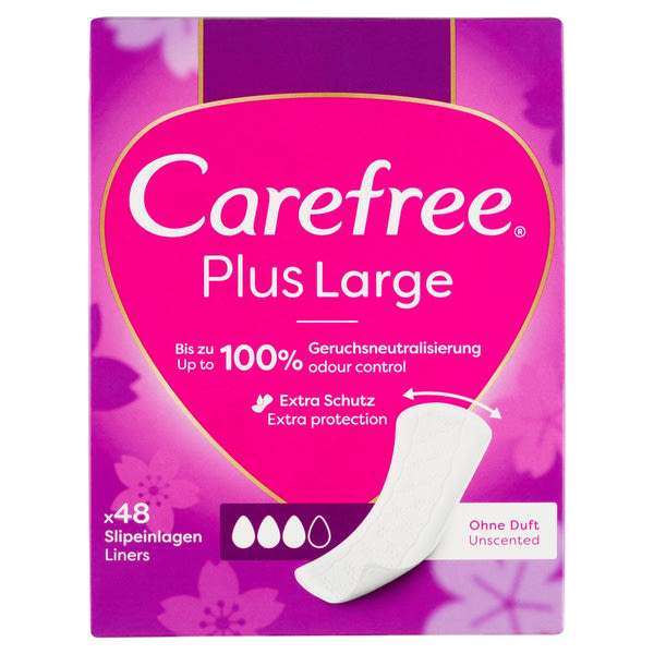 Carefree Plus Large tisztasági betét illatmentes - 48 db