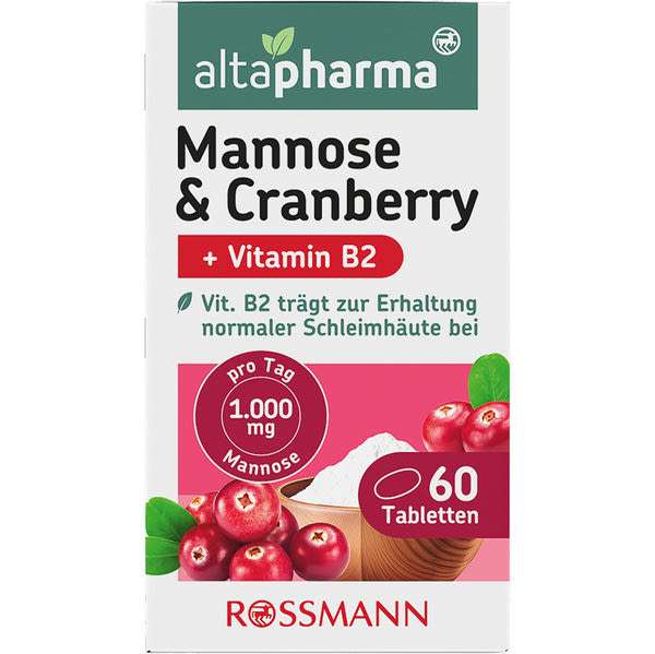 Altapharma Mannóz - vörösáfonya + B2-vitamin étrend-kiegészítő tabletta - 60 db