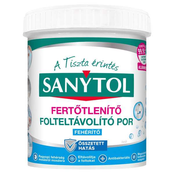 Sanytol fertőtlenítő folteltávolító por fehér textíliához - 450 g