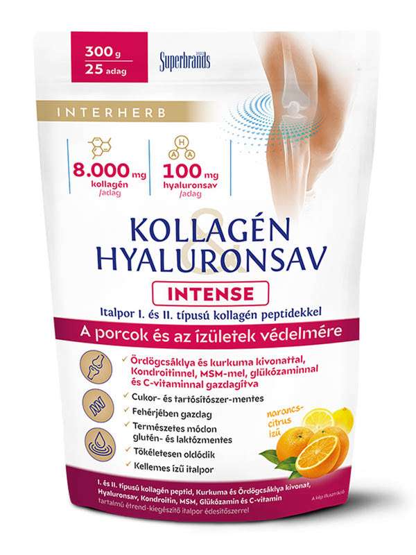 Interherb Kollagén & Hyaluronsav porcépítő italpor narancs ízzel - 300 g