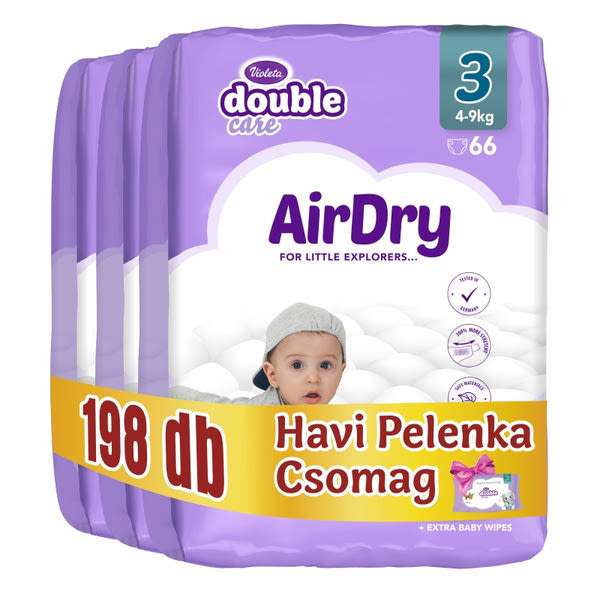 Violeta Double Care nadrágpelenka törlőkendővel 3-as méret 4-9 kb - 198 db