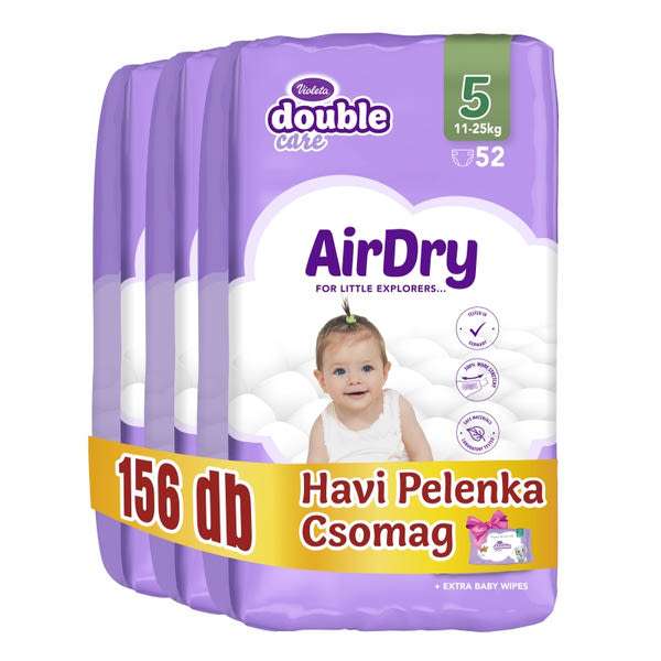 Violeta Double Care nadrágpelenka törlőkendővel 5-ös méret 15-25 kg - 156 db