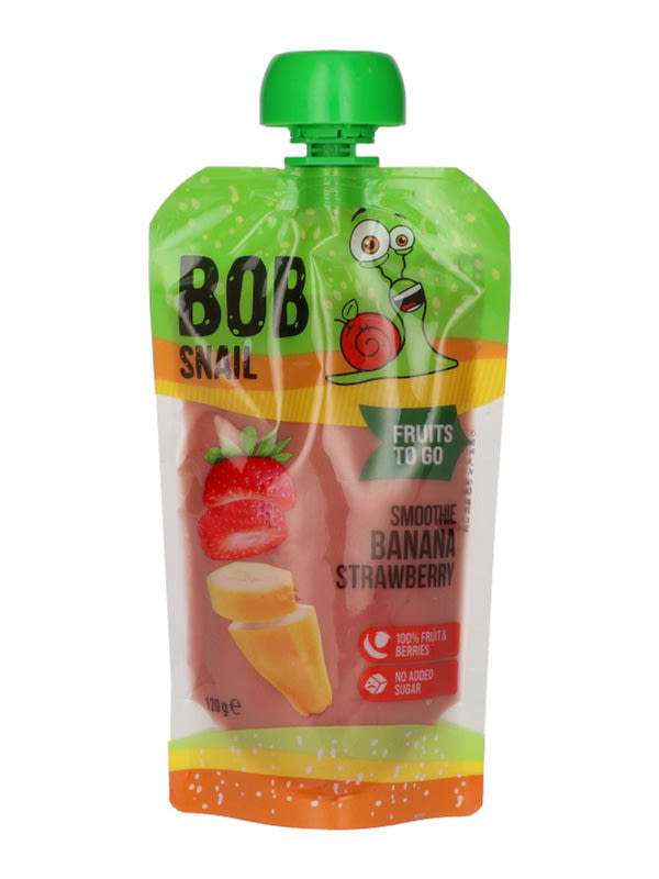 Bob Snail Fruit Smoothie gyümölcspüré banánnal és eperrel - 120 g