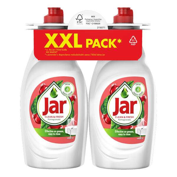 Jar Clean & Fresh Pomegranate folyékony mosogatószer duopack - 1500 ml