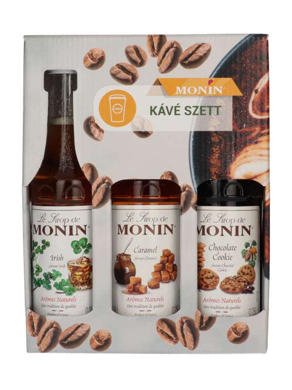 Monin kávészirup szett karamell, csokis süti és irish 3x250 ml - 750 ml