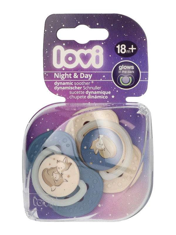 Lovi Night&Day szimmetrikus nyugtató cumi 18 hónapos kortól /fiú - 2 db