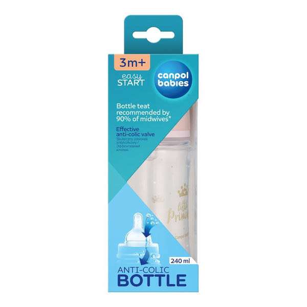 Canpol Babies Easystart Anti-Colic cumisüveg 3 hónapos kortól 240 ml /rózsaszín - 1 db