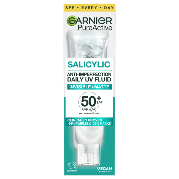 Garnier Pure Active BHA + Niacinamid mindennapos használatra szánt fluid bőrhibák ellen SPF 50+ - 40 ml