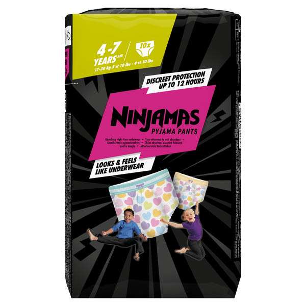 Ninjamas Pyjama Pants bugyipelenka 4-7 év 17-30 kg /szívecskés- 10 db