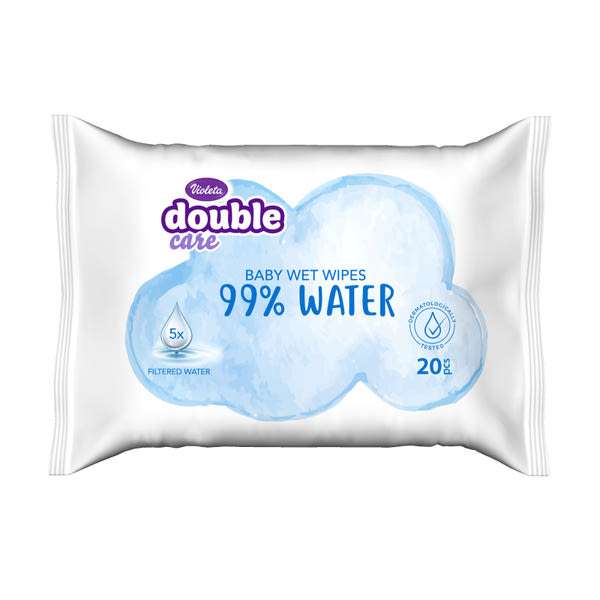Violeta Double Care popsitörlő 99% vízzel - 20 db