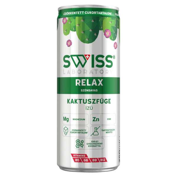 SWISS Laboratory Relax Kaktuszfügeízű szénsavas üdítőital  - 250 ml