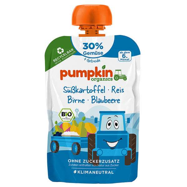 Pumpkin Bio édesburgonya püré körtével, áfonyával és rizzsel 6 hónapos kortól - 100 g