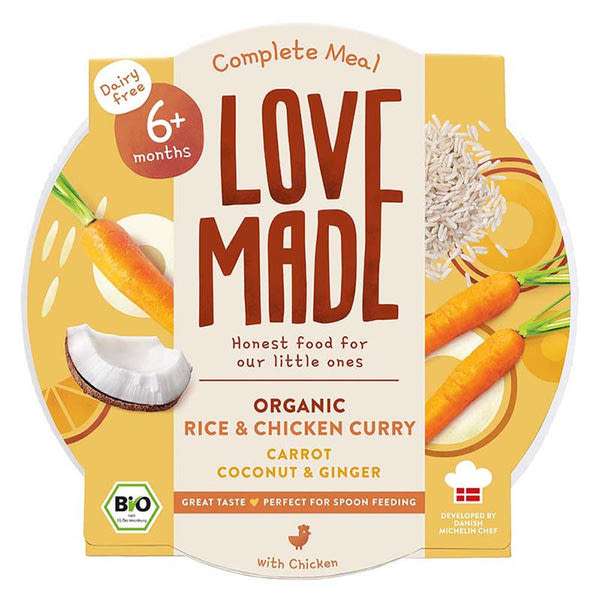 LoveMade Bio Currys csirke rizzsel 6 hónapos kortól - 185 g