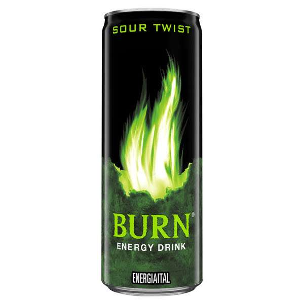 Burn Sour Twist szénsavas ital koffeinnel zöld alma ízű - 250 ml